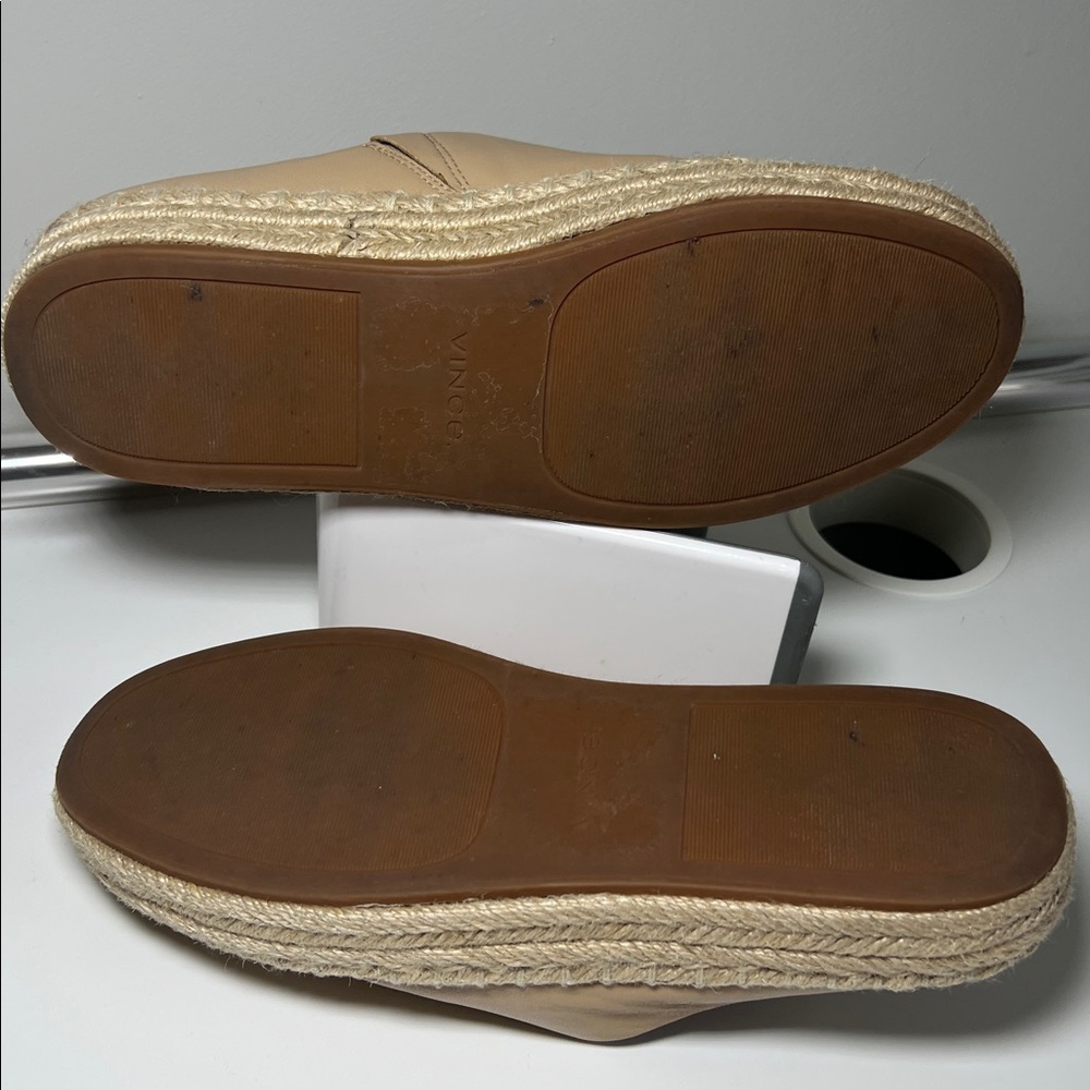 Vince Ulla Leather Slip-On Espadrille Mules Beige Women’s Size 8 - Picture 8 of 11